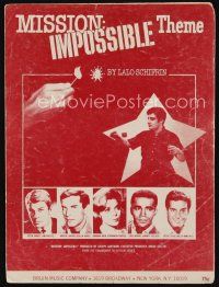 9a285 MISSION IMPOSSIBLE TV sheet music '66 the classic theme for the series by Lalo Schifrin!