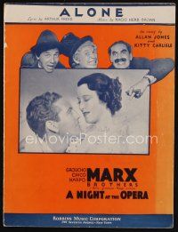 9a288 NIGHT AT THE OPERA sheet music '35 Marx Bros, Allan Jones & sexy Kitty Carlisle, Alone!