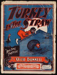 9a313 TURKEY IN THE STRAW sheet music '04 cool art of black children playing iwth turkey!