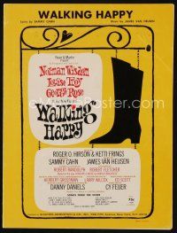 9a317 WALKING HAPPY stage play sheet music '66 based on Harold Brighouse's Hobson's Choice!