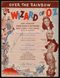 9a320 WIZARD OF OZ sheet music '39 artwork & photos of top stars, classic Over the Rainbow!