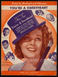 9a321 YOU'RE A SWEETHEART sheet music '37 super close up of pretty Alice Faye, the title song!