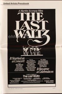 9a365 LAST WALTZ pressbook '78 Martin Scorsese, it started as a rock concert & became a celebration!