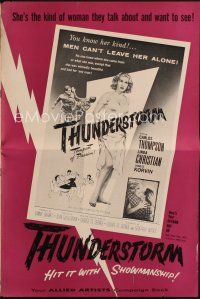 9a419 THUNDERSTORM pressbook '56 bad sexy Linda Christian is lightning in the flesh!
