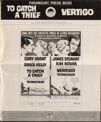 9a421 TO CATCH A THIEF/VERTIGO pressbook '63 Alfred Hitchcock shown, Grant, Kelly, Stewart & Novak!