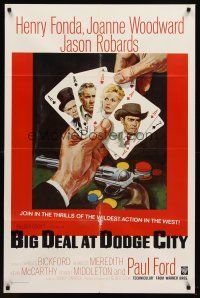 9c065 BIG HAND FOR THE LITTLE LADY int'l 1sh '66 Henry Fonda, Joanne Woodward, wildest poker game!