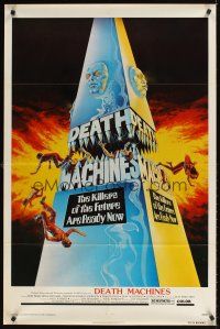 9c162 DEATH MACHINES 1sh '76 wild sci-fi art image, the killers of the future are ready now!
