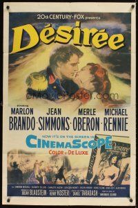9c171 DESIREE 1sh '54 romantic artwork of Marlon Brando about to kiss pretty Jean Simmons!