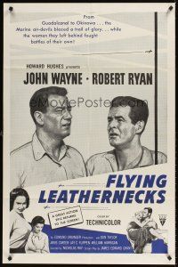 9c253 FLYING LEATHERNECKS military 1sh R60s air-devils John Wayne & Robert Ryan, Howard Hughes