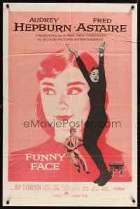 9c283 FUNNY FACE 1sh '57 art of Audrey Hepburn close up & full-length + Fred Astaire!