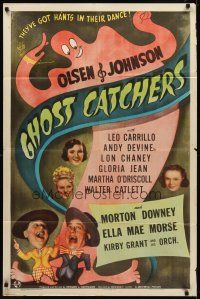 9c294 GHOST CATCHERS 1sh '44 Ole Olsen & Chic Johnson, wacky ghost art, it's SCARE-OOUIE!
