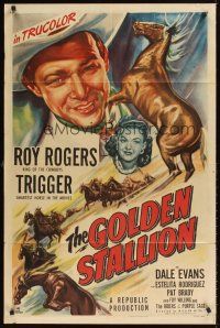 9c309 GOLDEN STALLION 1sh '49 Roy Rogers, Dale Evans, Trigger & The Riders of the Purple Sage!
