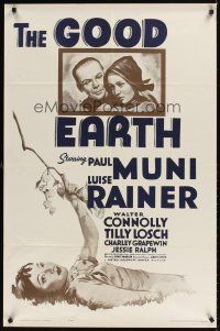 9c313 GOOD EARTH 1sh R62 Asian Paul Muni & Luise Rainer, from Pearl S. Buck novel!