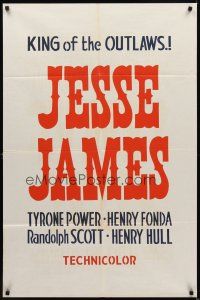 9c414 JESSE JAMES leader press 1sh '39 most famous outlaws Tyrone Power & Henry Fonda as Frank!