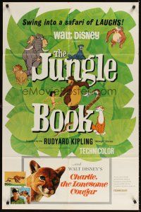 9c425 JUNGLE BOOK/CHARLIE THE LONESOME COUGAR 1sh '67 Walt Disney's classic safari of laughs!