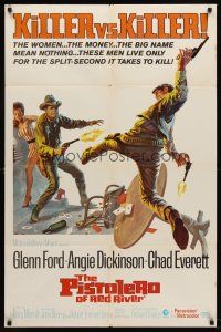 9c445 LAST CHALLENGE 1sh '67 cool western art of Glenn Ford, Dickinson, Pistolero of Red River!