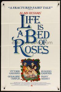 9c467 LIFE IS A BED OF ROSES 1sh '83 Alain Resnais, Vittorio Gassman, cool different art!