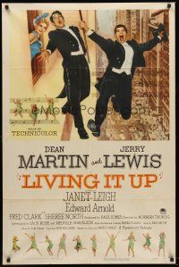 9c482 LIVING IT UP 1sh '54 sexy Janet Leigh watches wacky Dean Martin & Jerry Lewis!