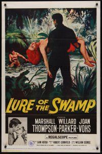 9c500 LURE OF THE SWAMP 1sh '57 two men & a super sexy woman find their destination is Hell!