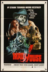 9c504 MADHOUSE 1sh '74 Price, Cushing, if terror was ecstasy, living here would be sheer bliss!