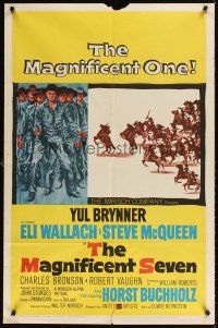 9c507 MAGNIFICENT SEVEN 1sh '60 Yul Brynner, Steve McQueen, John Sturges' 7 Samurai western!