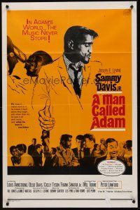 9c510 MAN CALLED ADAM 1sh '66 great images of Sammy Davis Jr. + Louis Armstrong playing trumpet!