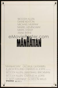 9c517 MANHATTAN 1sh '79 Woody Allen & Diane Keaton, cool New York City title design!