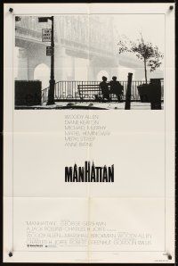 9c518 MANHATTAN style B 1sh '79 classic image of Woody Allen & Diane Keaton by bridge!