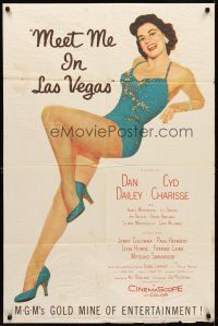 9c529 MEET ME IN LAS VEGAS 1sh '56 super sexy full-length showgirl Cyd Charisse in skimpy outfit!