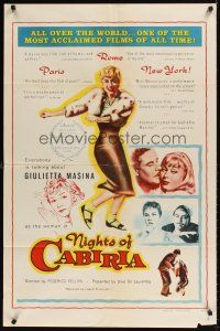 9c577 NIGHTS OF CABIRIA 1sh '57 Federico Fellini's La Notti di Cabiria, Giulietta Masina!