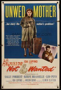 9c584 NOT WANTED 1sh '49 unwed mother Sally Forrest, her story is the nation's problem!
