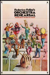 9c599 ORCHESTRA REHEARSAL 1sh '79 Federico Fellini's Prova d'orchestra, cool Bonhomme art!