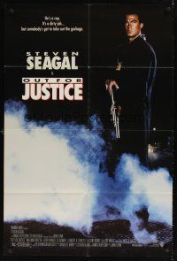 9c602 OUT FOR JUSTICE 1sh '91 great full-length image of Steven Seagal with shotgun!