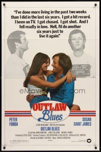 9c604 OUTLAW BLUES 1sh '77 great mugshots of crook Peter Fonda & holding sexy Susan Saint James!