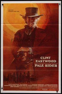 9c609 PALE RIDER int'l 1sh '85 great different art of cowboy Clint Eastwood by Grove!