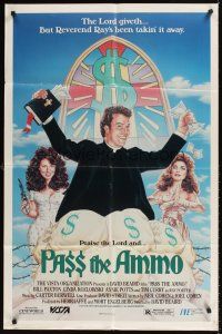 9c614 PASS THE AMMO video 1sh '88 art of evangelist Tim Curry w/Linda Kozlowski & sexy Annie Potts!