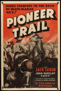 9c626 PIONEER TRAIL 1sh '38 Jack Luden & Tuffy the dog in western gunslinger action!