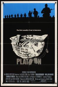 9c629 PLATOON 1sh '86 Oliver Stone, Tom Berenger, Willem Dafoe, Charlie Sheen, Vietnam War!