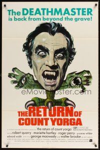 9c673 RETURN OF COUNT YORGA 1sh '71 Robert Quarry, AIP vampires, wild monster art!