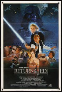 9c675 RETURN OF THE JEDI style B 1sh '83 George Lucas classic, Sano art of Hamill, Ford & Fisher!