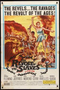 9c682 REVOLT OF THE SLAVES 1sh '61 artwork of sexy Rhonda Fleming with whip!
