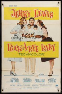 9c693 ROCK-A-BYE BABY 1sh '58 Jerry Lewis with Marilyn Maxwell, Connie Stevens, and triplets!