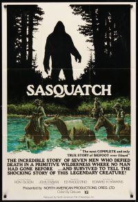 9c715 SASQUATCH 1sh '78 cool art of men searching for Bigfoot in the woods by Marv Boggs!