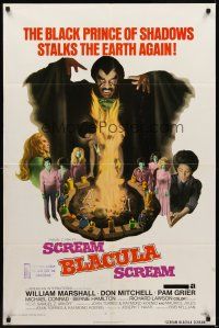 9c724 SCREAM BLACULA SCREAM 1sh '73 great artwork of black vampire William Marshall & Pam Grier!