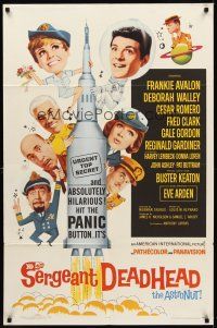9c731 SERGEANT DEADHEAD 1sh '65 Frankie Avalon, Deborah Walley, Buster Keaton, cast on rocket!