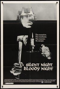9c754 SILENT NIGHT BLOODY NIGHT 1sh '73 the mansion, the madness, the maniac, no escape!