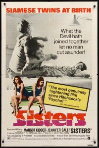 9c757 SISTERS 1sh '73 Brian De Palma, Margot Kidder is a set of conjoined twins!