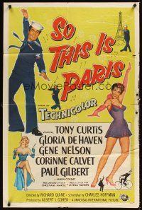 9c764 SO THIS IS PARIS 1sh '54 sailor Tony Curtis is on leave and in love with Gloria DeHaven!
