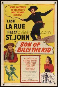 9c767 SON OF BILLY THE KID 1sh '49 Lash La Rue, Al Fuzzy St. John, cool cowboy w/whip art!