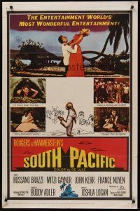 9c775 SOUTH PACIFIC 1sh '59 Rossano Brazzi, Mitzi Gaynor, Rodgers & Hammerstein musical!